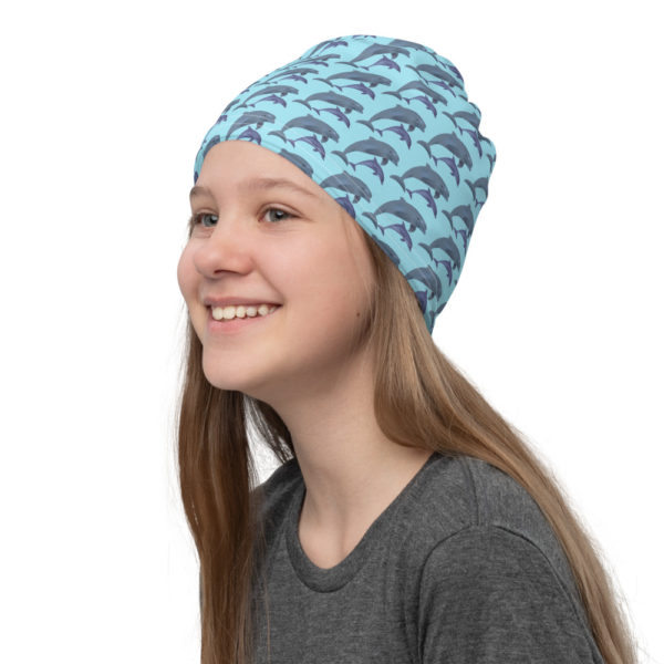 All-Over Dolphin Print Unisex Neck Gaiter — Blue - Image 5