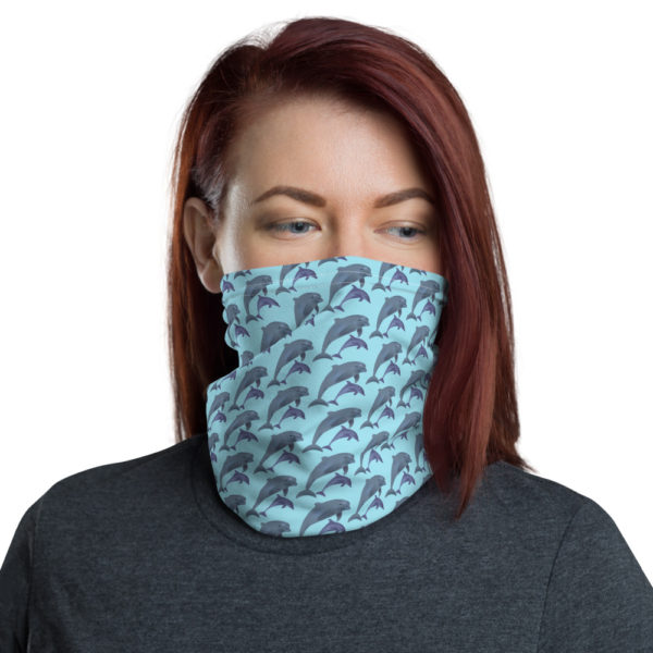 All-Over Dolphin Print Unisex Neck Gaiter — Blue - Image 4