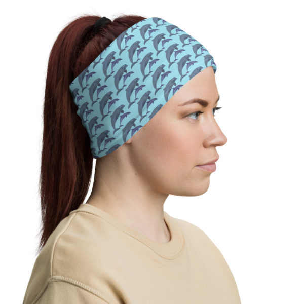 All-Over Dolphin Print Unisex Neck Gaiter — Blue - Image 10