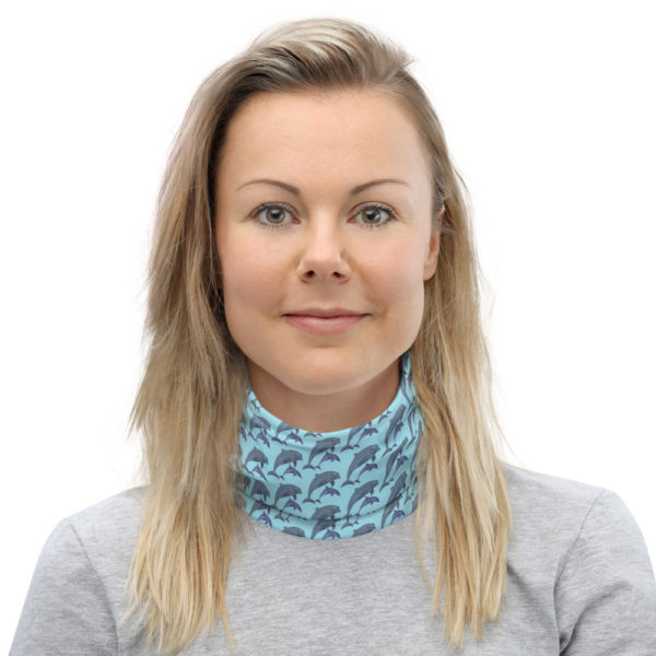 All-Over Dolphin Print Unisex Neck Gaiter — Blue - Image 9