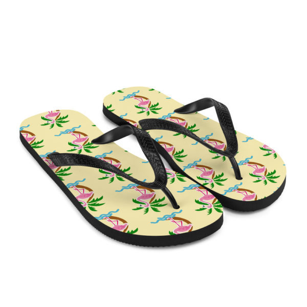 Flamingo Flip-Flops — Yellow - Image 3