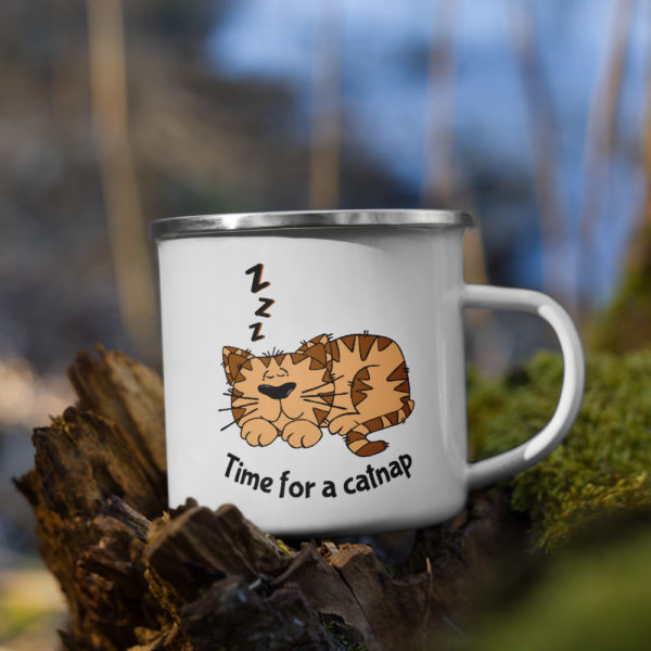 'Time for a Catnap' Enamel Mug - Image 2