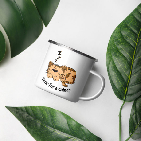 'Time for a Catnap' Enamel Mug - Image 6