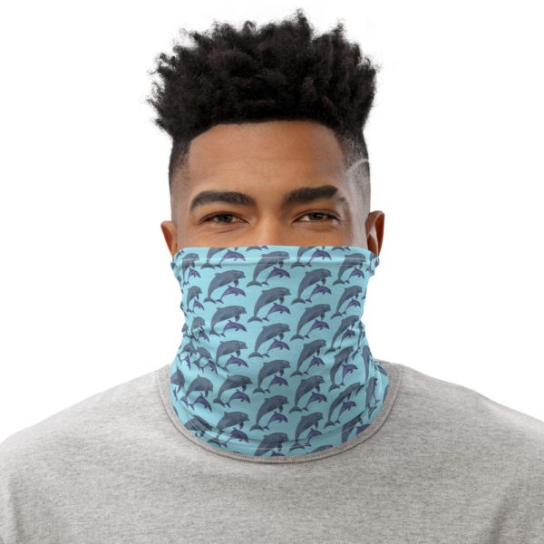 All-Over Dolphin Print Unisex Neck Gaiter — Blue