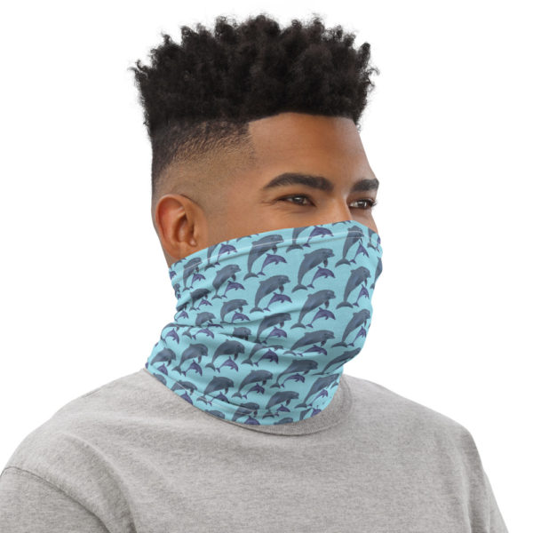 All-Over Dolphin Print Unisex Neck Gaiter — Blue - Image 2