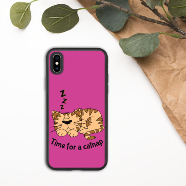 'Time for a Catnap' Biodegradable Phone Case — Pink - Image 8