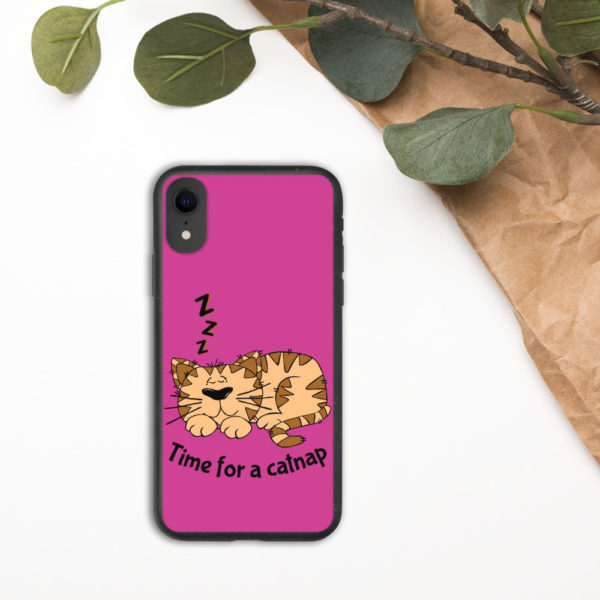 'Time for a Catnap' Biodegradable Phone Case — Pink - Image 7