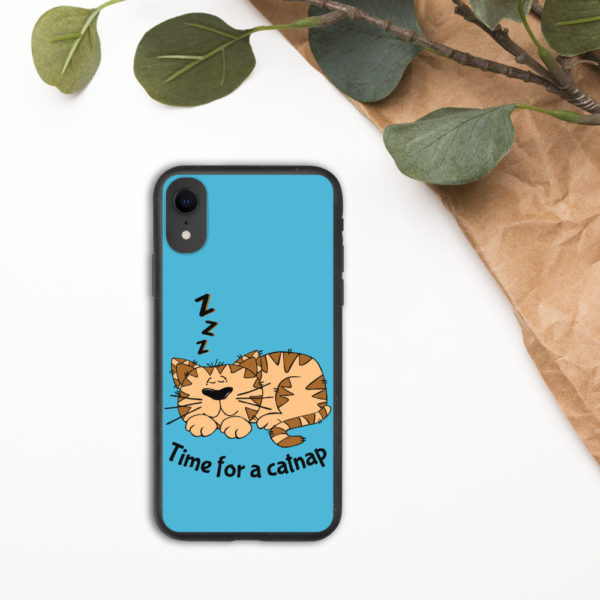 'Time for a Catnap' Biodegradable Phone Case — Blue - Image 7