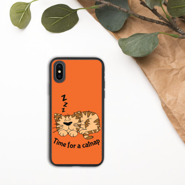 'Time for a Catnap' Biodegradable Phone Case — Orange - Image 6