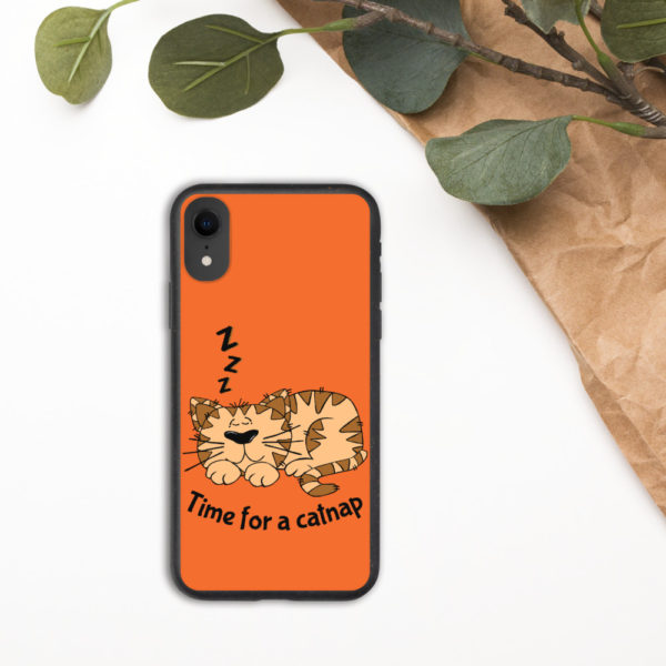 'Time for a Catnap' Biodegradable Phone Case — Orange - Image 7