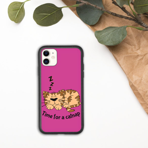 'Time for a Catnap' Biodegradable Phone Case — Pink