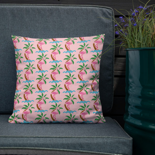 Pink Flamingo Premium Pillow - Image 3