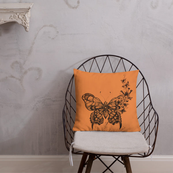 Butterfly Premium Pillow in Orange by Charlie Munro - Image 14