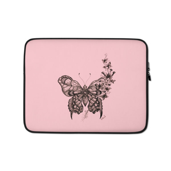 Butterfly Laptop Sleeve in Pastel Pink by Charlie Munro - Image 2