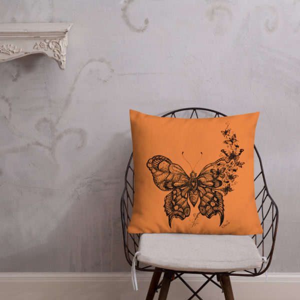 Butterfly Premium Pillow in Orange by Charlie Munro - Image 13