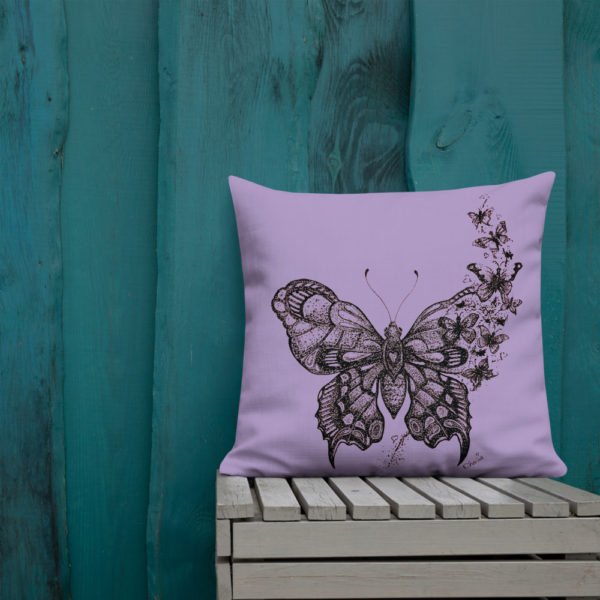 Butterfly Premium Pillow in Purple by Charlie Munro - Image 8