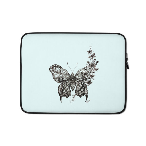 Butterfly Laptop Sleeve in Pastel Blue by Charlie Munro - Image 2