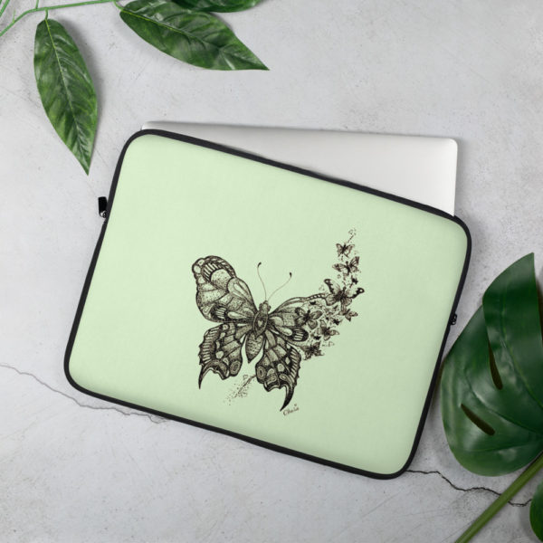 Butterfly Laptop Sleeve in Pastel Green by Charlie Munro - Image 3