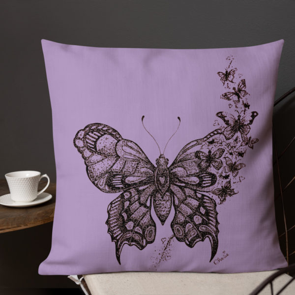 Butterfly Premium Pillow in Purple by Charlie Munro - Image 5