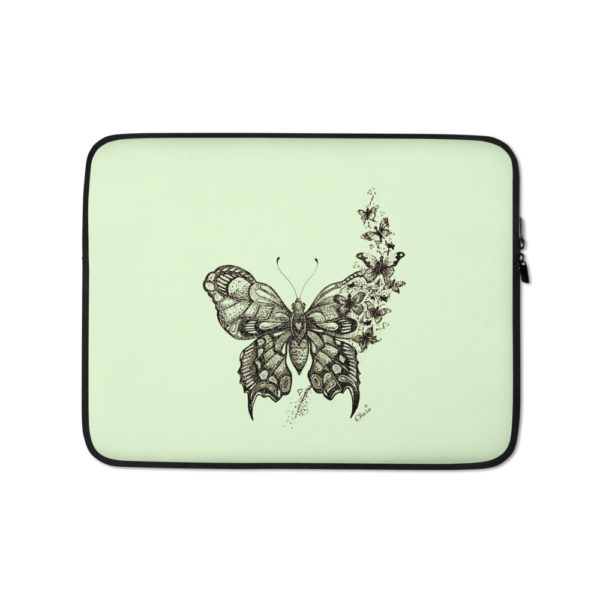 Butterfly Laptop Sleeve in Pastel Green by Charlie Munro - Image 2