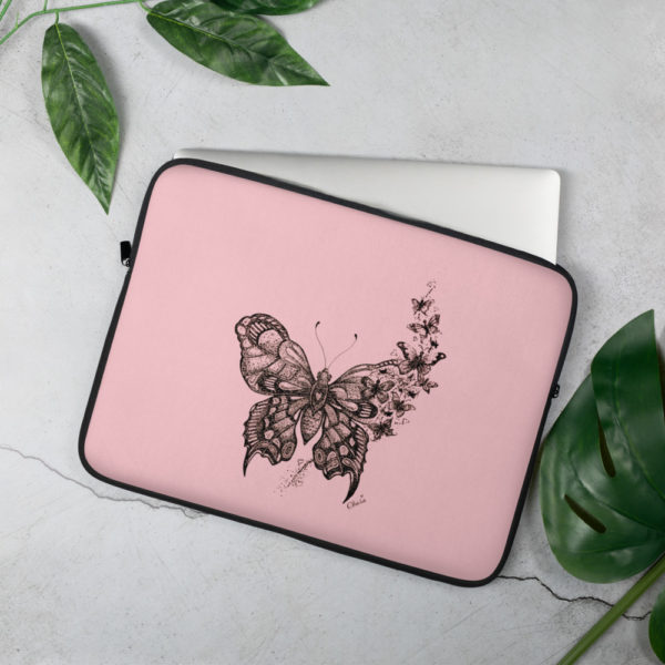 Butterfly Laptop Sleeve in Pastel Pink by Charlie Munro - Image 3