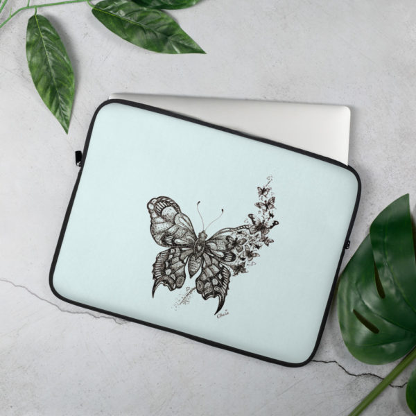 Butterfly Laptop Sleeve in Pastel Blue by Charlie Munro - Image 3