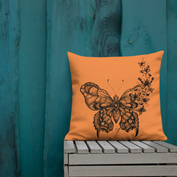 Butterfly Premium Pillow in Orange by Charlie Munro - Image 9