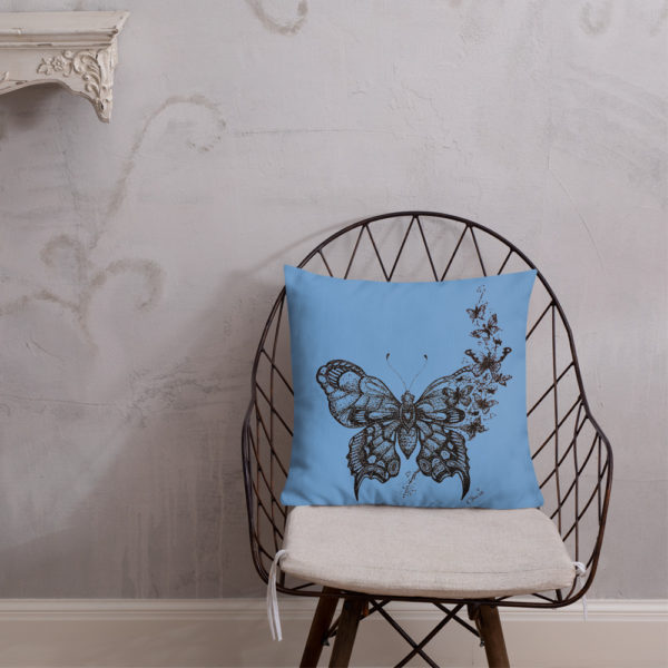 Butterfly Premium Pillow in Blue by Charlie Munro - Image 13