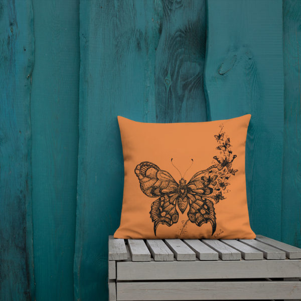 Butterfly Premium Pillow in Orange by Charlie Munro - Image 11