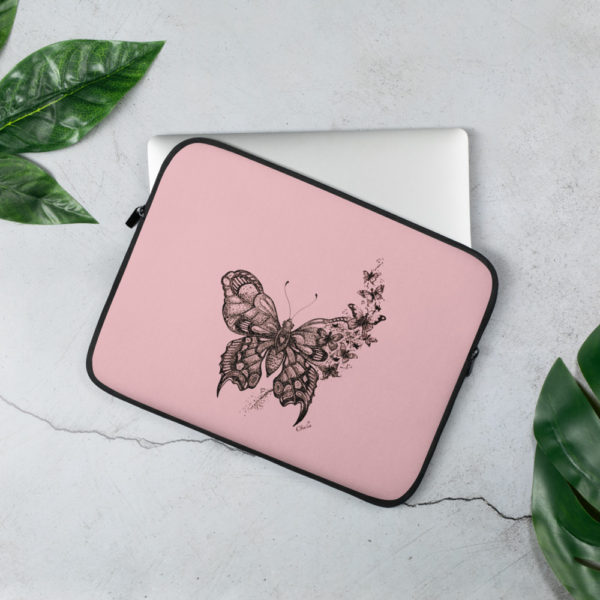 Butterfly Laptop Sleeve in Pastel Pink by Charlie Munro