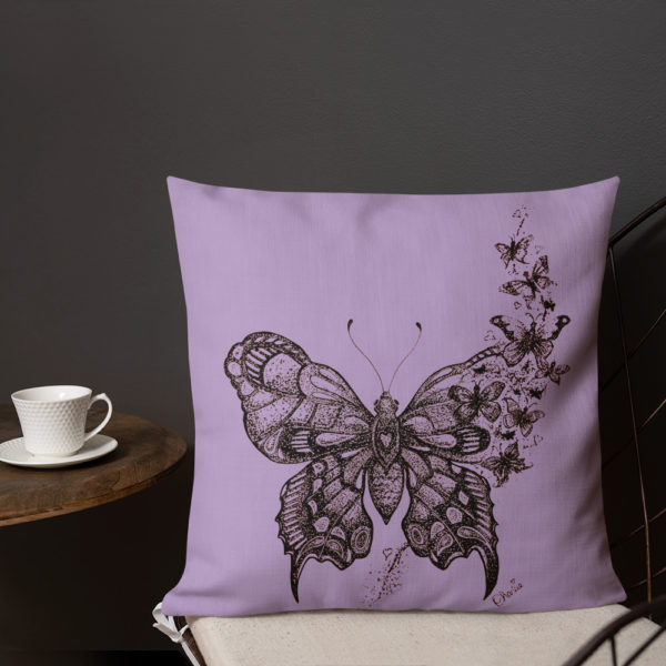 Butterfly Premium Pillow in Purple by Charlie Munro - Image 7