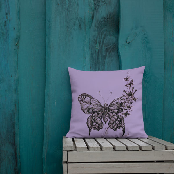 Butterfly Premium Pillow in Purple by Charlie Munro - Image 10