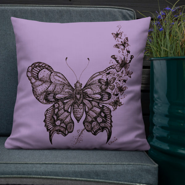 Butterfly Premium Pillow in Purple by Charlie Munro