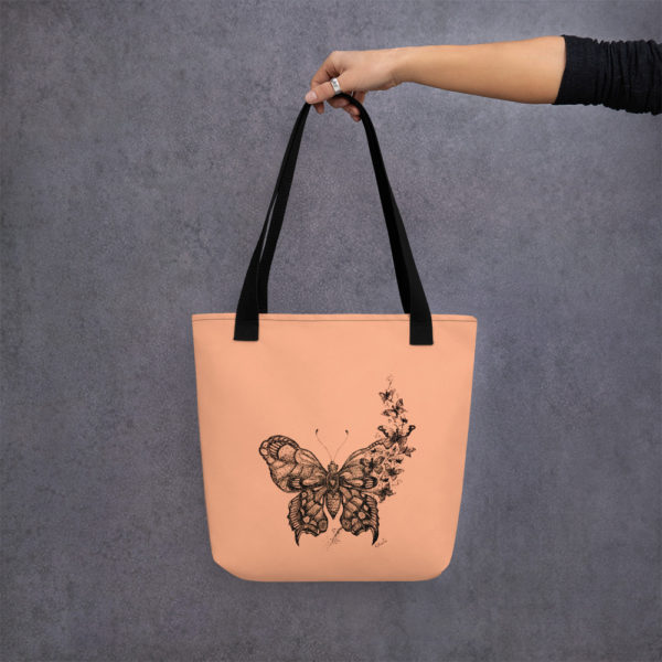 Butterfly Tote Bag in Pastel Orange by Charlie Munro