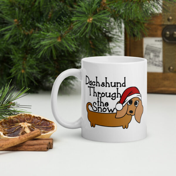 Dachshund Through the Snow Christmas Mug - Image 2