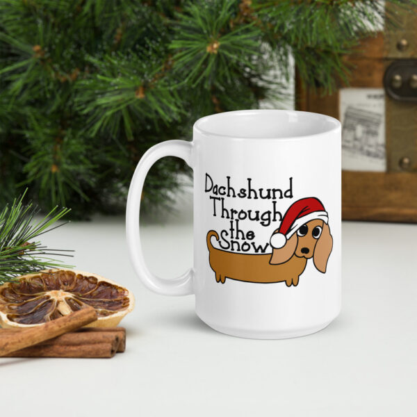 Dachshund Through the Snow Christmas Mug - Image 3