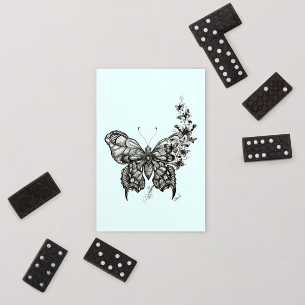 Butterfly Postcard in Pastel Blue by Charlie Munro