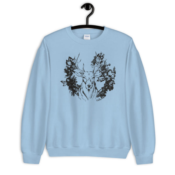 Stag Unisex Sweatshirt by Charlie Munro — Blue or Grey - Image 3