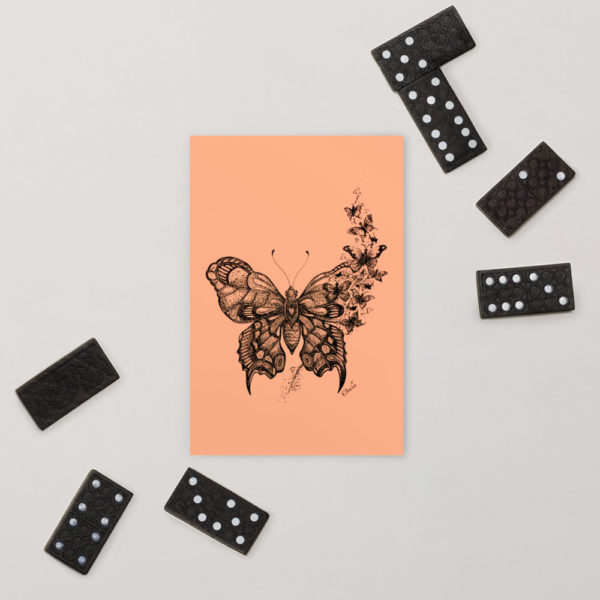 Butterfly Postcard in Pastel Orange by Charlie Munro