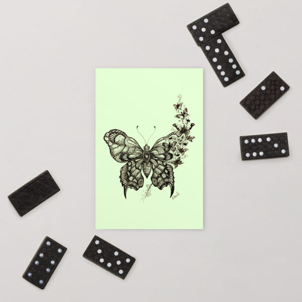 Butterfly Postcard in Pastel Green by Charlie Munro