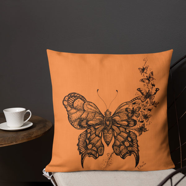 Butterfly Premium Pillow in Orange by Charlie Munro - Image 7