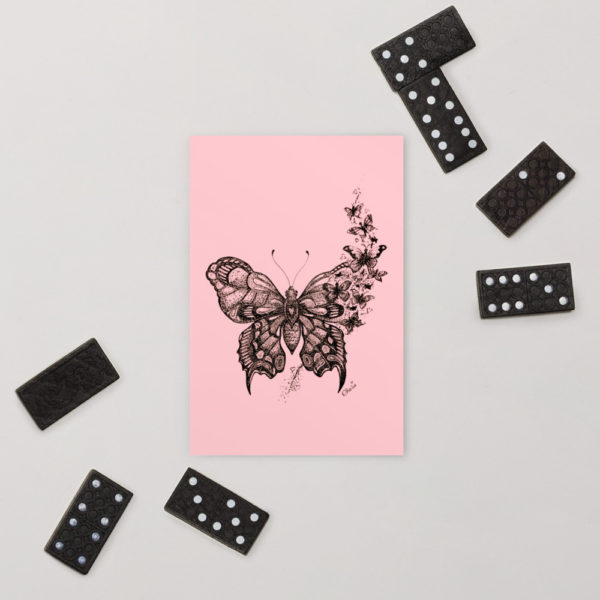 Butterfly Postcard in Pastel Pink by Charlie Munro