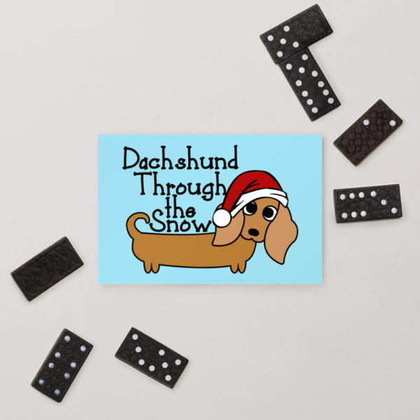 Dachshund Through the Snow Postcard - Blue