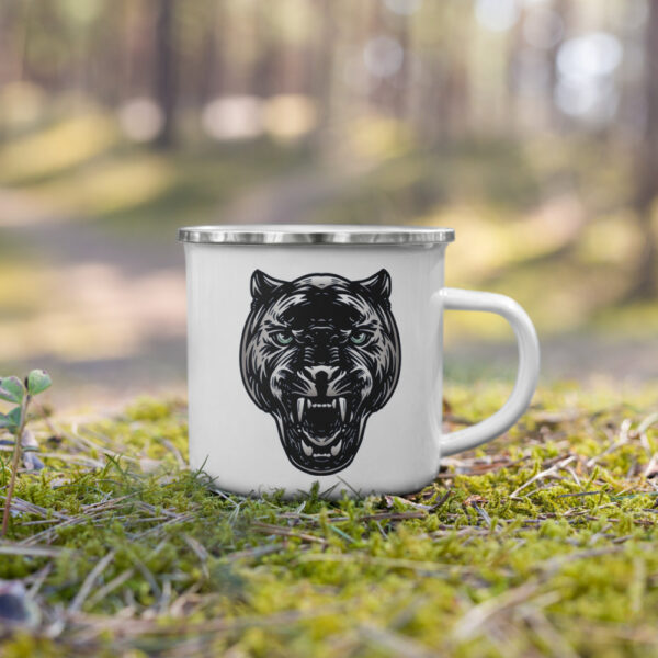 Growling Black Panther Enamel Mug