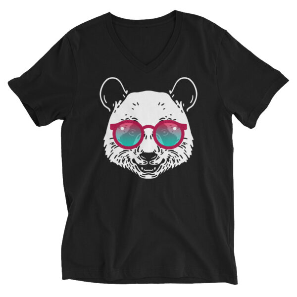 Panda with Sunglasses Short Sleeve V-Neck T-Shirt - Image 2