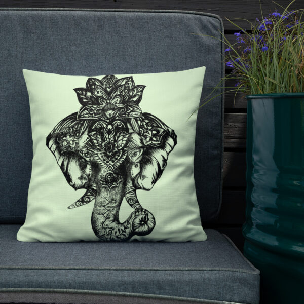 Elephant Premium Cushion in Green by Charlie Munro - Image 3