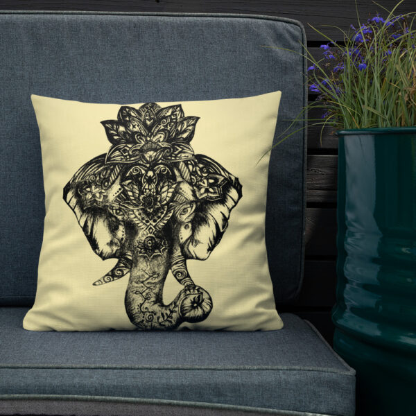 Elephant Premium Cushion in Yellow by Charlie Munro - Image 3