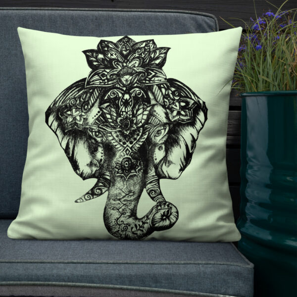 Elephant Premium Cushion in Green by Charlie Munro