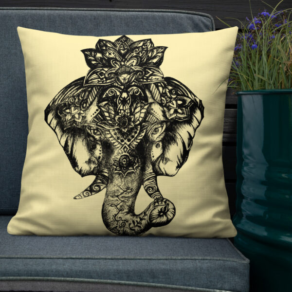 Elephant Premium Cushion in Yellow by Charlie Munro