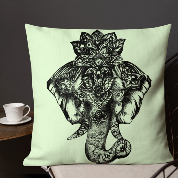 Elephant Premium Cushion in Green by Charlie Munro - Image 5